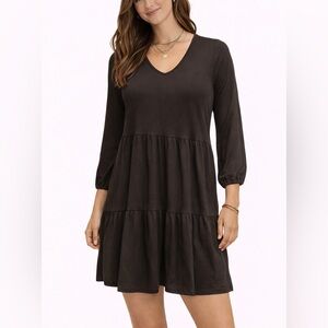 NWT HT Size Small Oversized Elegant Black Tiered Boutique Dress